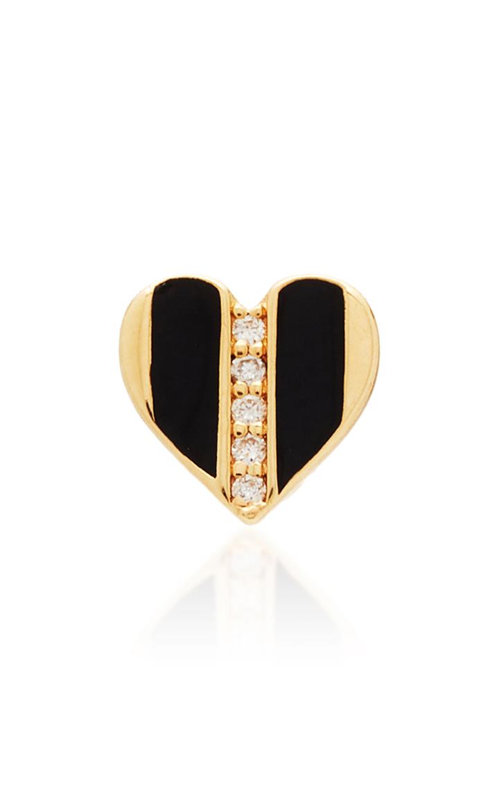 Sydney Evan Enamel Stripe Heart Earring