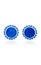 Silhouette Silver-tone Enamel Floral Earrings