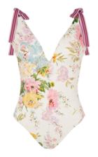 Zimmermann Heathers Tie-shoulder Floral One Piece