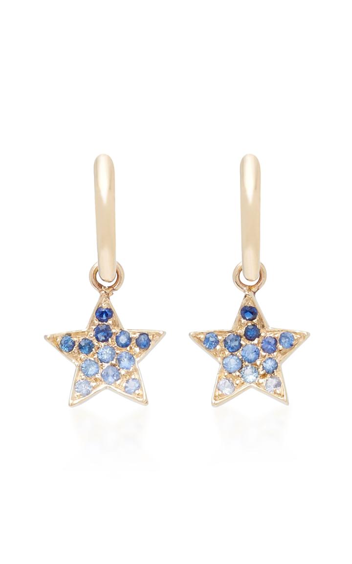 She Bee 10k Gold Blue Sapphire Star Hoops