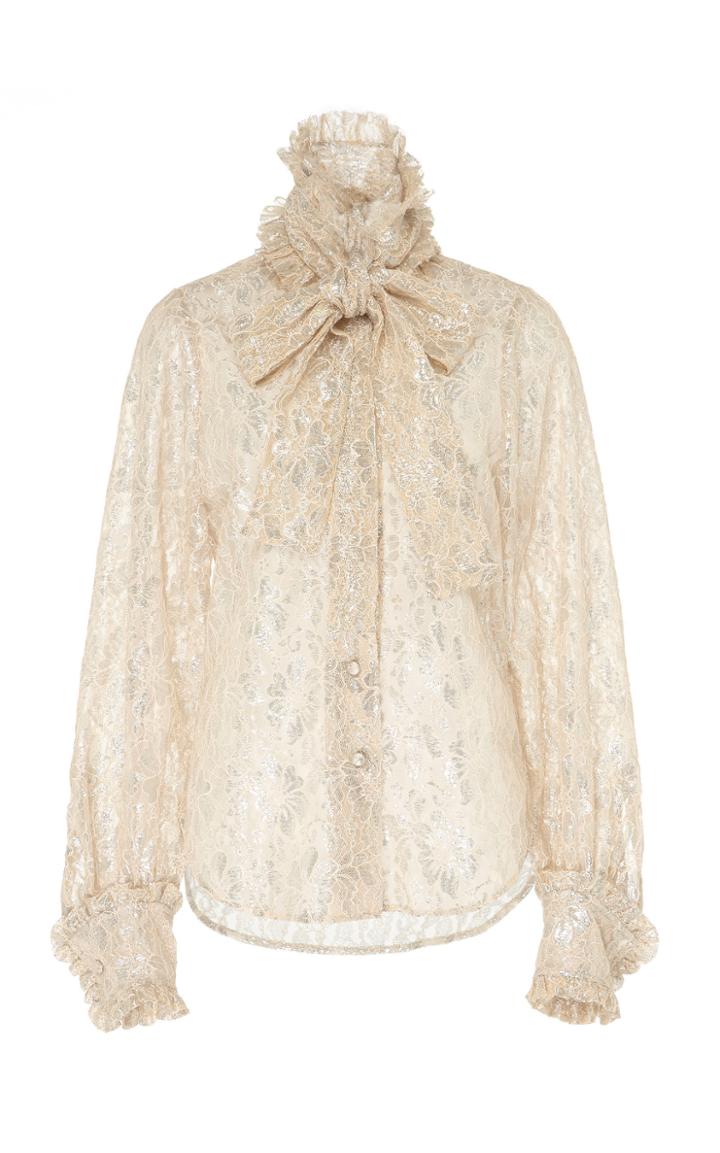 Ryan Lo Pussycat Bow Lace Blouse