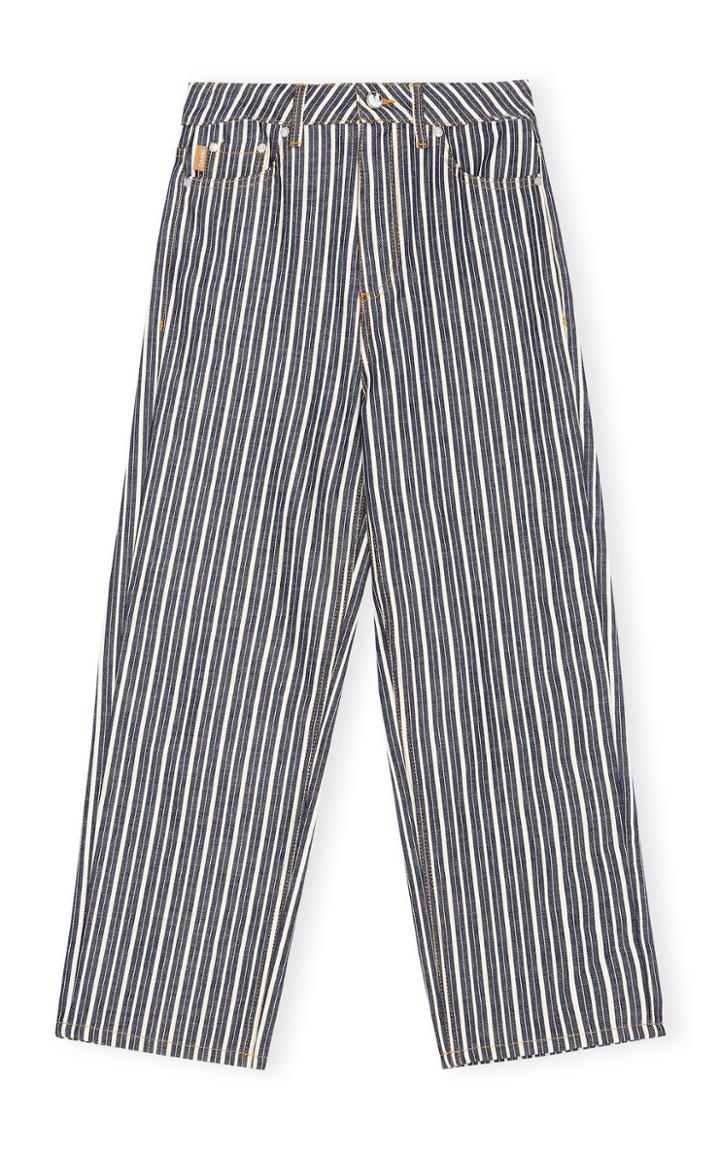 Moda Operandi Ganni Mixed Stripe High-waisted Cropped Jeans