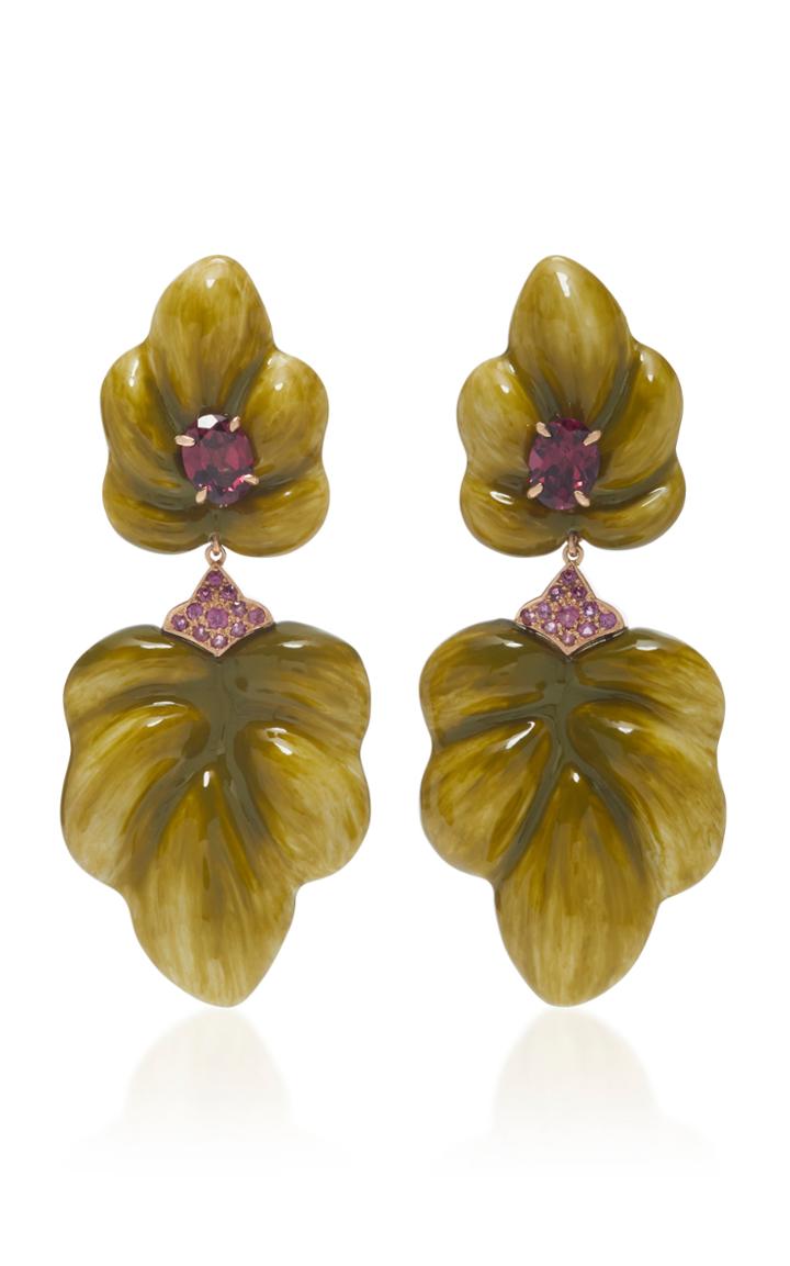 Sabbadini White Gold Citrine And Rhodolite Earrings