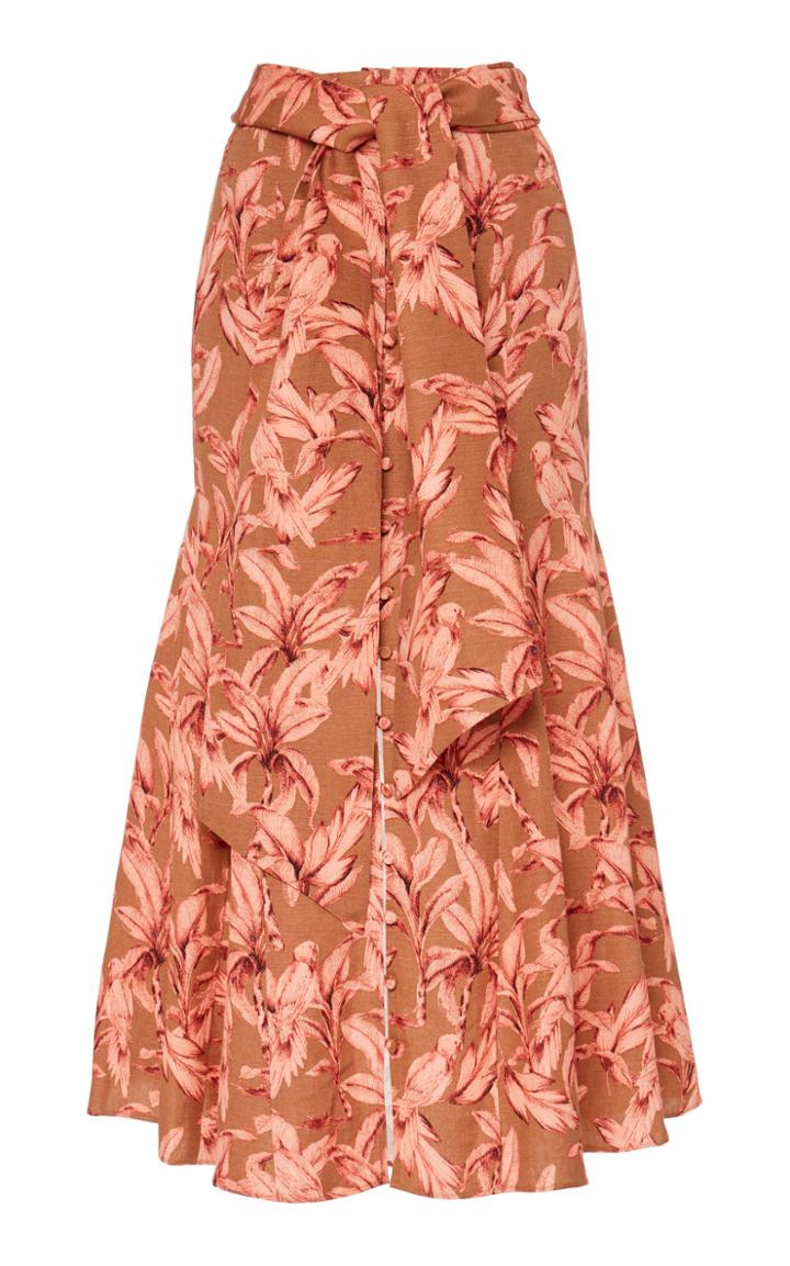 Moda Operandi Significant Other Sienna Printed Linen Midi Skirt Size: 2