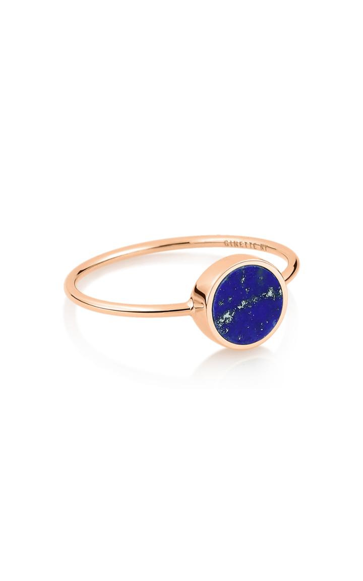 Ginette Ny Mini Ever 18k Rose Gold Lapis Disc Ring