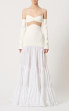 Moda Operandi David Koma Tiered Poplin Off-the-shoulder Gown