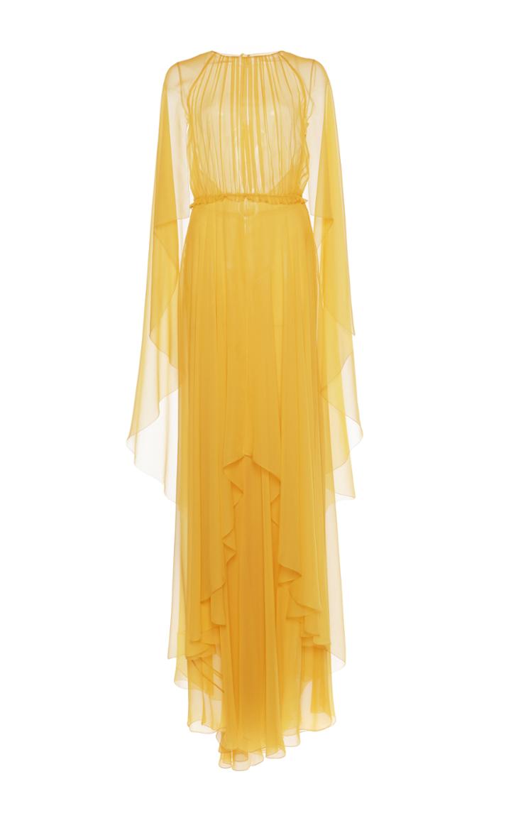 Alberta Ferretti Cascading Cape Gown