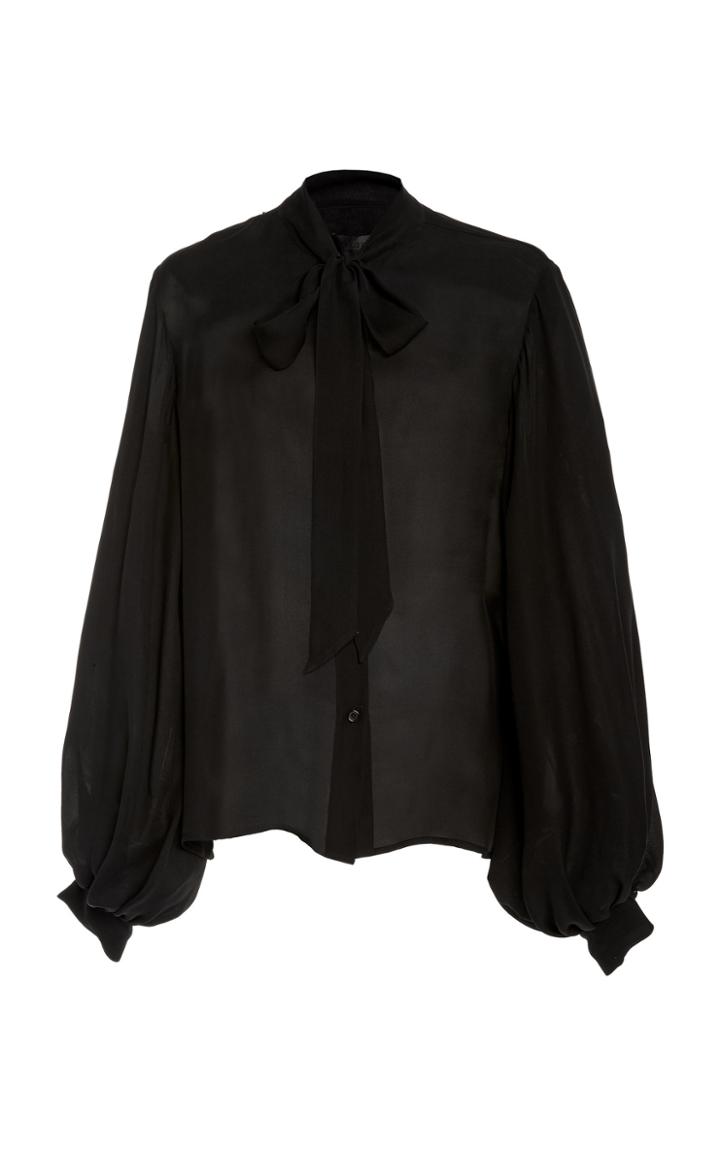 Nili Lotan Monica Sheer Scarf-detailed Silk Top