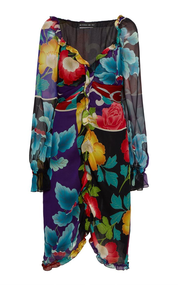 Etro Ruffled Silk Midi Dress