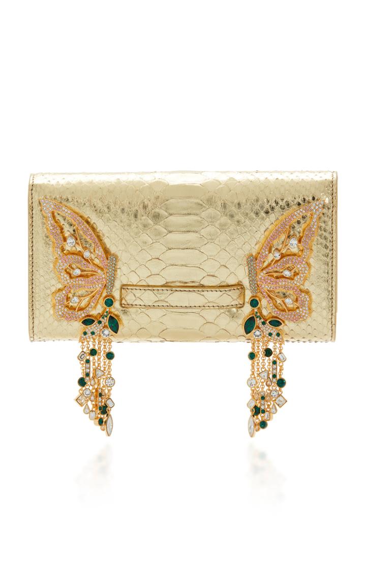 Ming Ray 24k Gold Josephine Clutch In Python