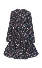 Miu Miu Long Sleeve Taffeta Floral Print Dress