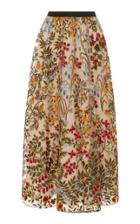 Red Valentino Floral Embroidered Tulle Skirt