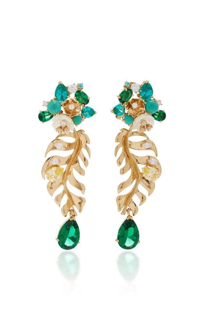 Anabela Chan M'o Exclusive Emerald Palm Earrings