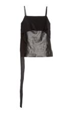 Helmut Lang Draped Satin Leather Camisole Top