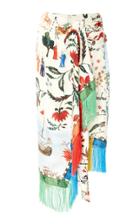 Oscar De La Renta Fringe-trimmed Printed Silk Midi Skirt