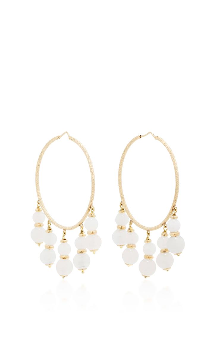 Carolina Bucci Recharmed Medium White Beaded Hoop Earrings