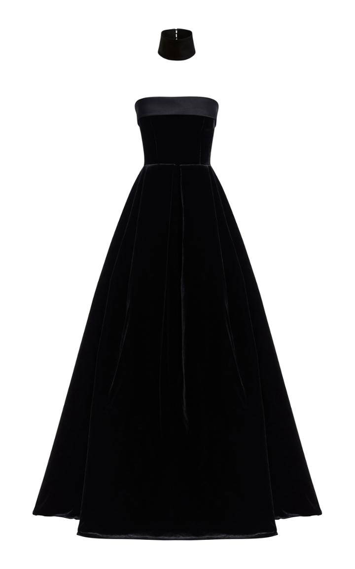 Alex Perry Lia Strapless Velvet Gown