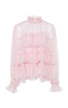 Adam Lippes Ruffle-tiered Silk-chiffon Blouse