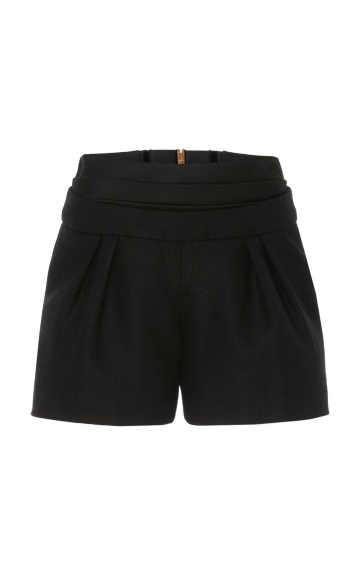 Brandon Maxwell Banded Crepe Mini Shorts