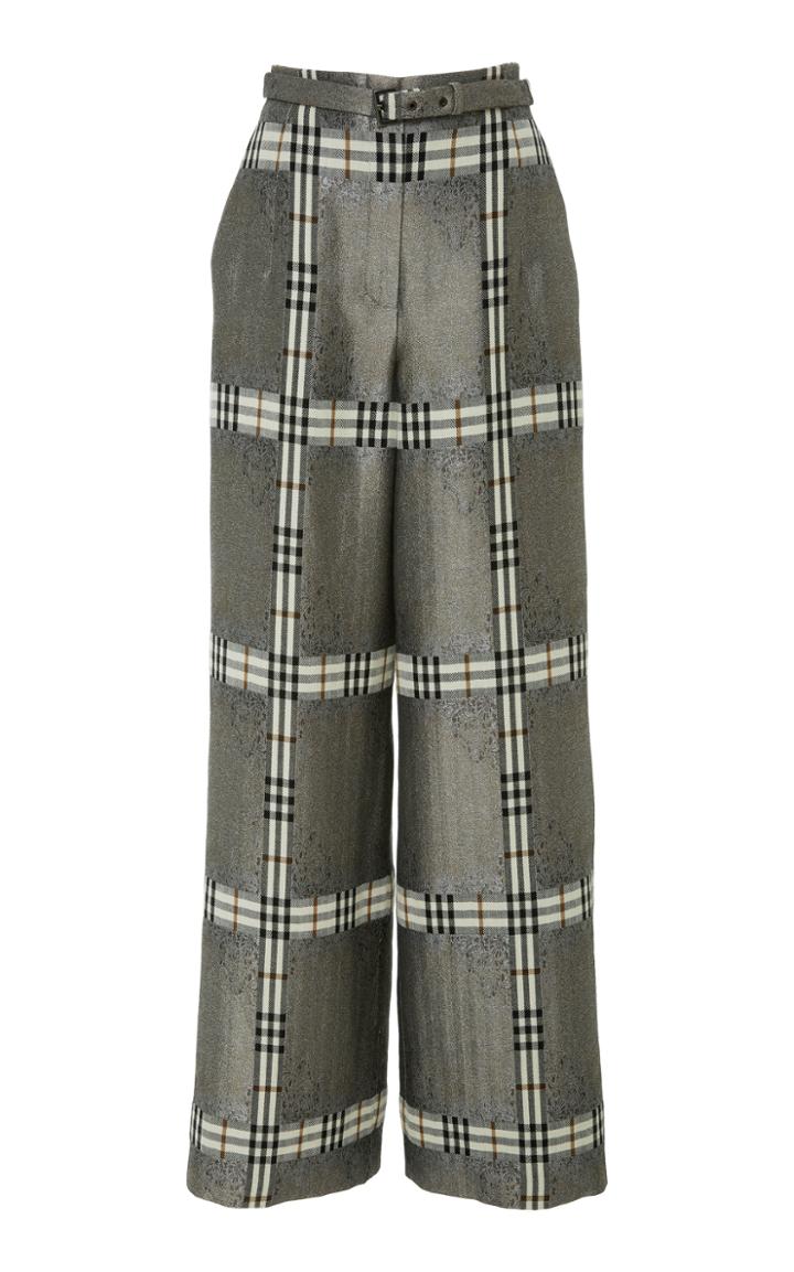 Alberta Ferretti Plaid Wide Leg Trouser