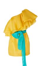 Prabal Gurung Carsix One Shoulder Ruffle Silk Mini Dress