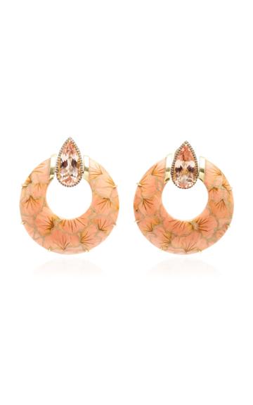 Silvia Furmanovich Pink Ginko Leaves Marquetry Earrings