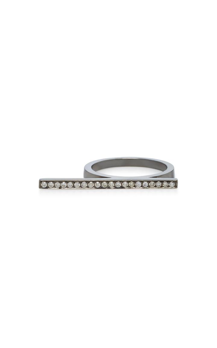 Jack Vartanian Black Rhodium And Diamonds Line Ring