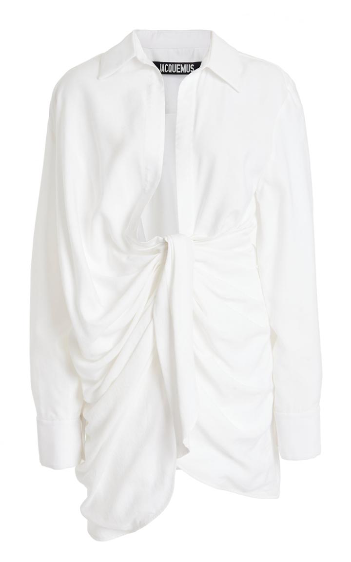 Jacquemus Bahia Draped Crepe Mini Shirt Dress