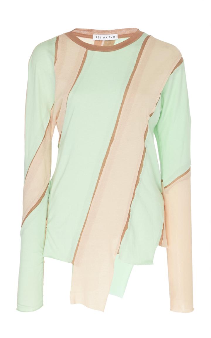Rejina Pyo Reese Asymmetric-striped Jersey Top