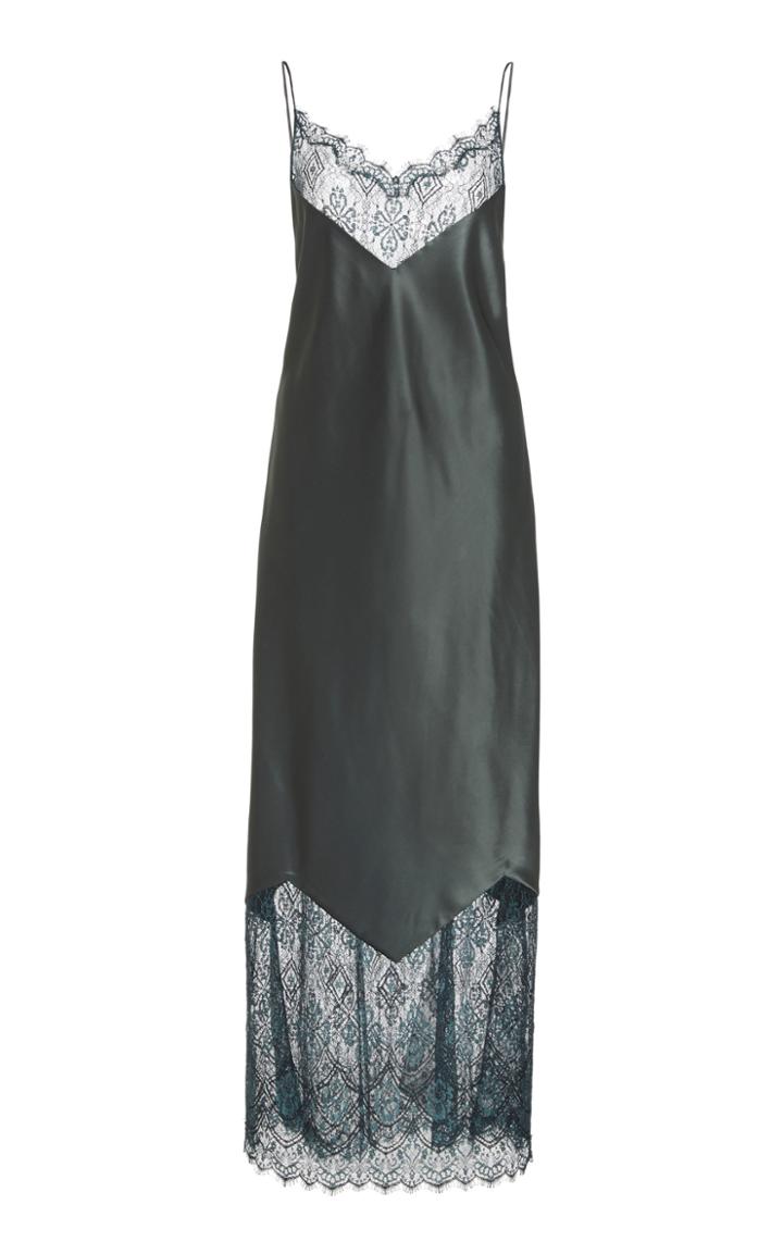 Marina Moscone Satin Chantilly Lace Dress