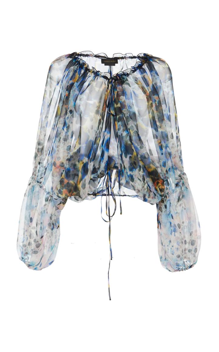 Zuhair Murad Gitane Patterned Georgette Blouse