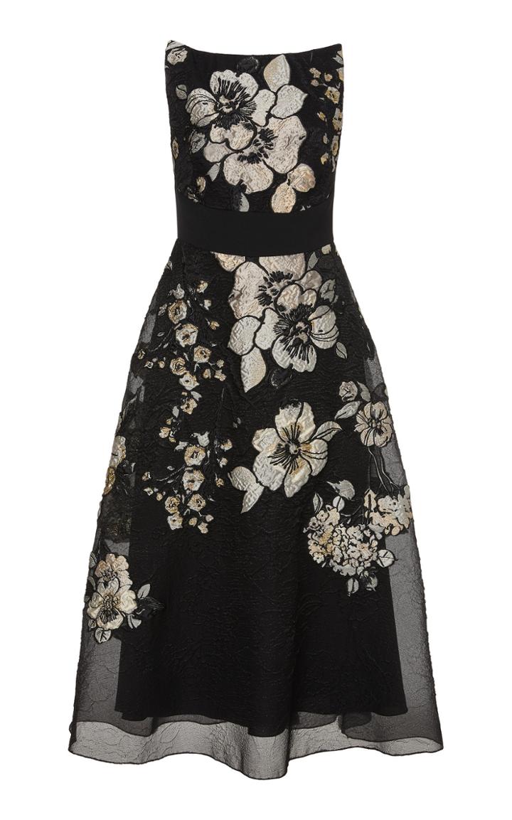 Lela Rose Layered Floral-detail Organza A-line Dress