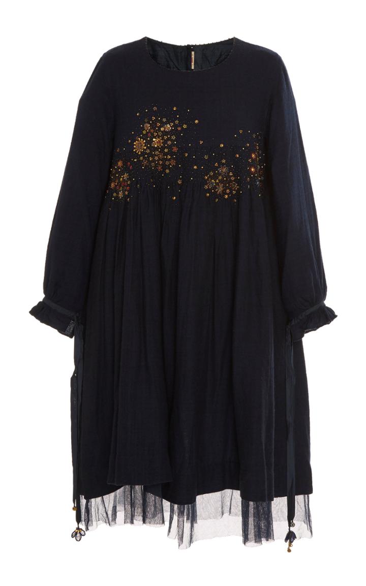 Pro Embellished Wool And Tulle Dress