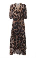 Ganni Printed Mesh Leopard Midi Dress