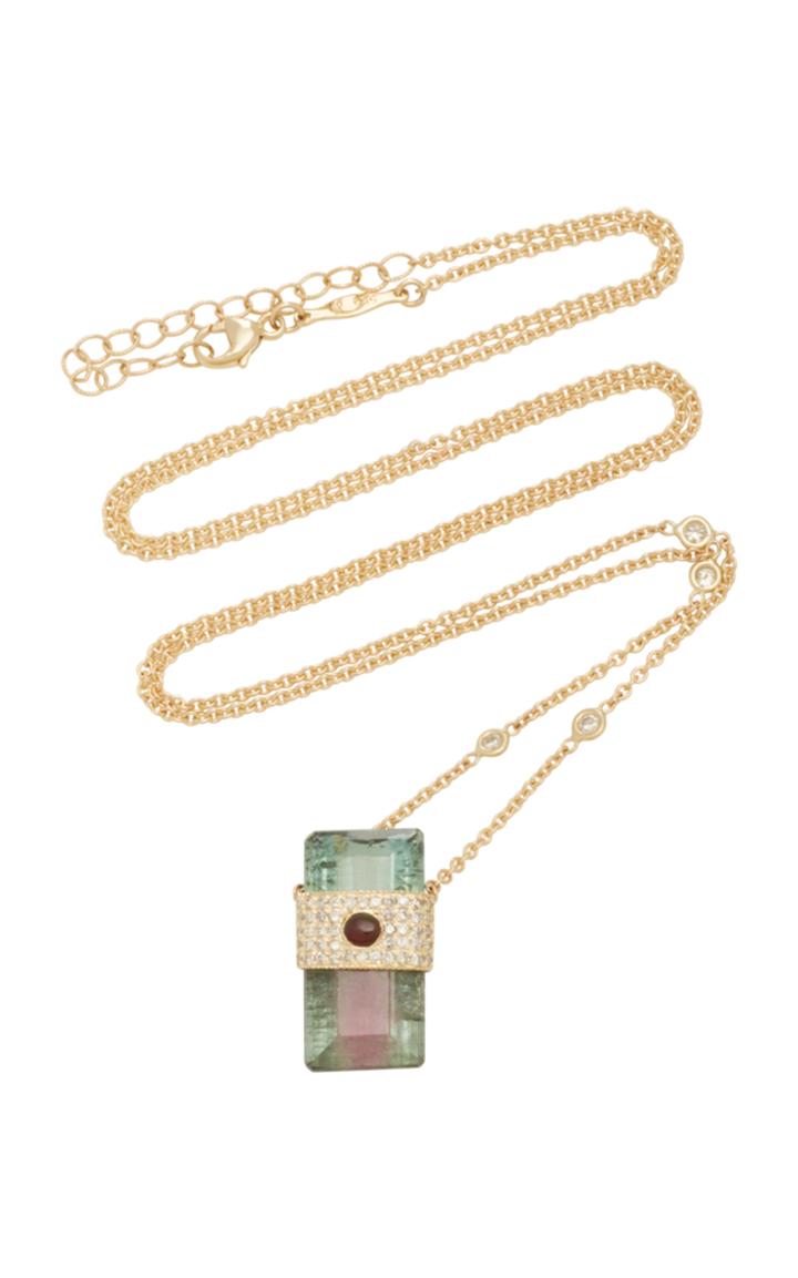 Jacquie Aiche One-of-a-kind Watermelon Tourmaline Baguette Necklace
