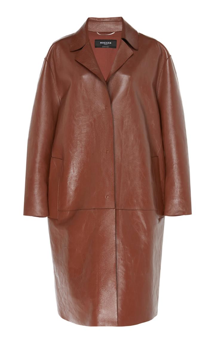 Rochas Notch-lapel Leather Coat