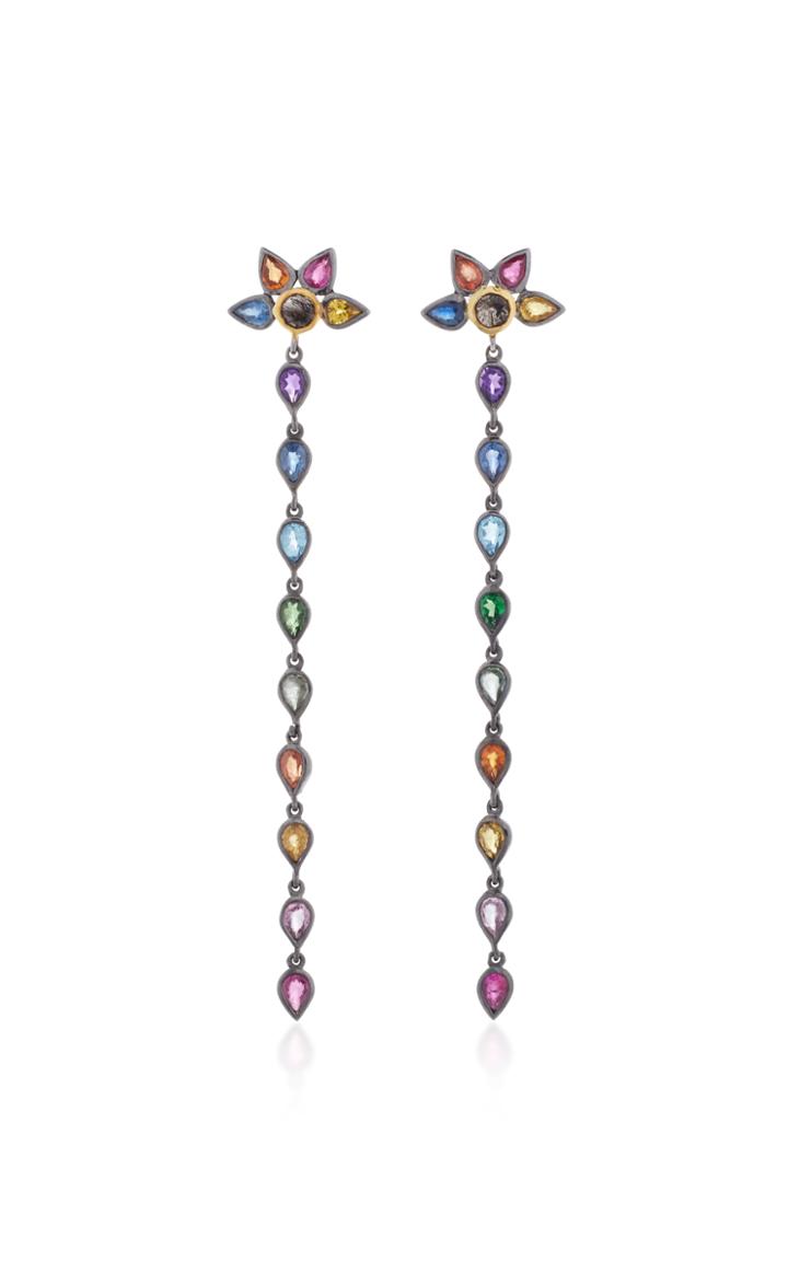 She Bee Rhodium-plated Rainbow Topaz Drop Earrings
