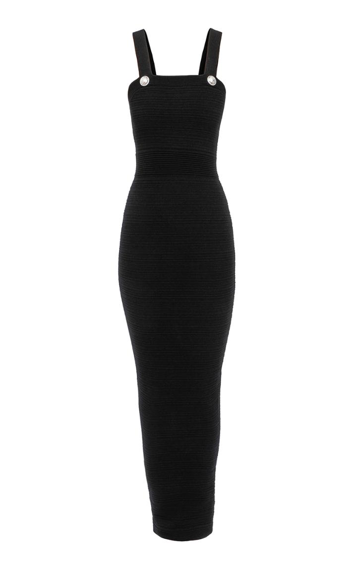 Moda Operandi Balmain Button-detailed Compact-knit Midi Dress Size: 36