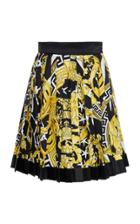 Versace Pleated Printed Silk Mini Skirt