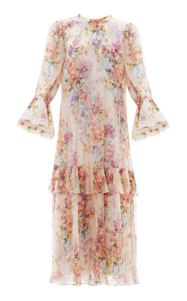 Needle & Thread Floral Diamond Chiffon Gown