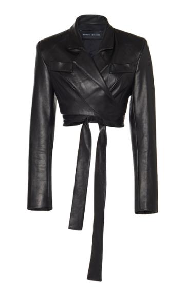 Moda Operandi Michael Lo Sordo Cropped Leather Wrap Blazer