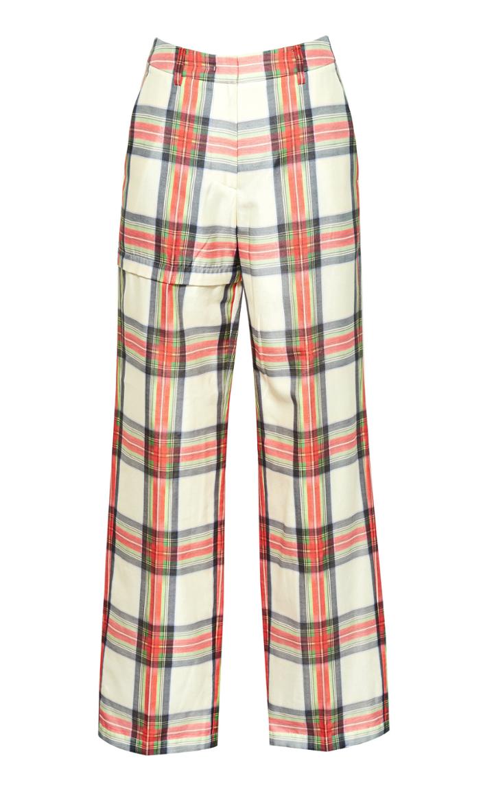 Moda Operandi Pushbutton Transformer Two-way Plaid Cotton Pants Size: S