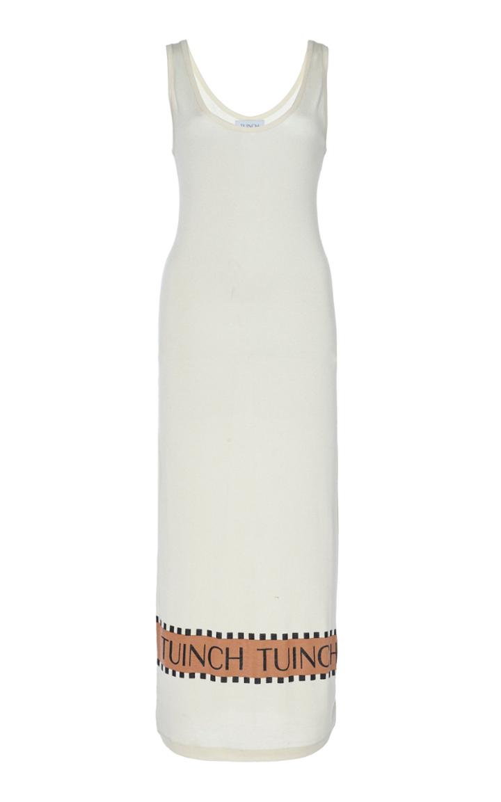 Moda Operandi Tuinch Logo-striped Silk-blend Knit Midi Dress Size: M