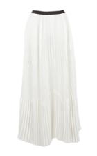 Barbara Casasola White Contrasting Waist Pleated Midi Skirt
