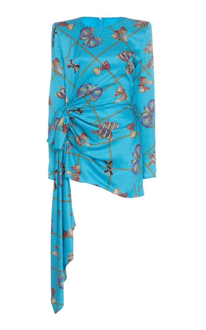 Alessandra Rich Bow Print Silk Mini Dress