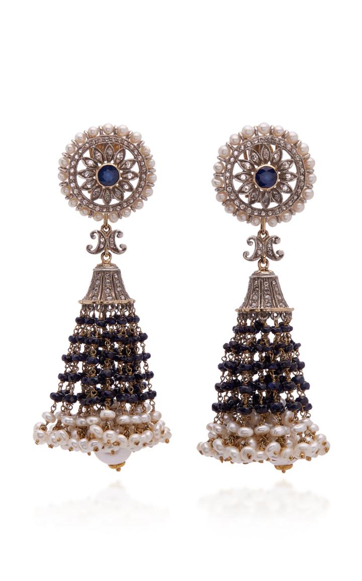 Sanjay Kasliwal 14k Gold Silver And Multi-stone Earrings