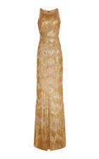 J. Mendel Embraided Halter Neck Metallic Gown