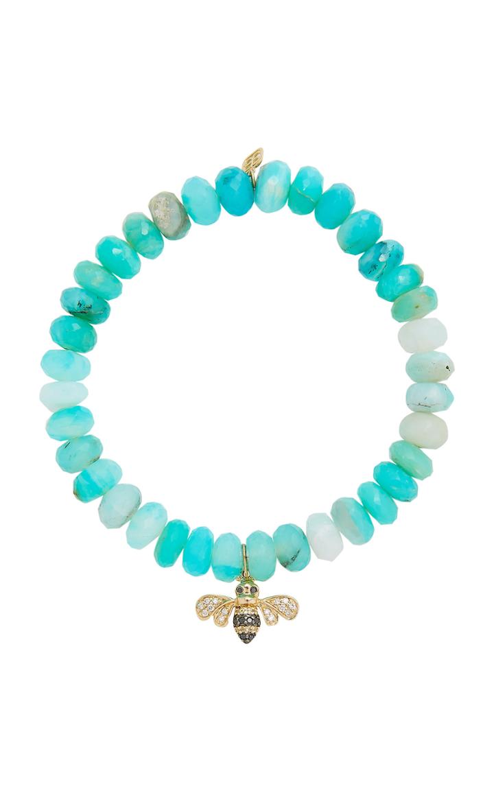 Sydney Evan 8mm Peruvian Opal Bead Bracelet With Bee Charm