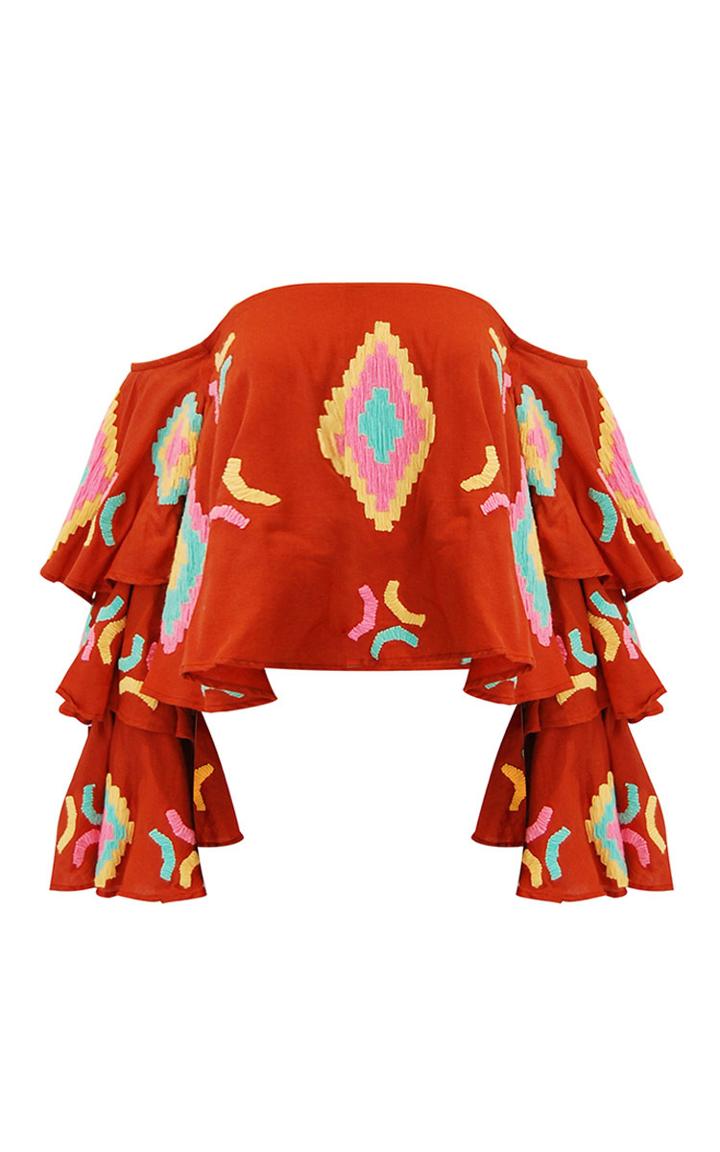 Mochi Izza Embroidered Off The Shoulder Top