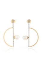 Mateo Pearl 14k Gold Semicircle Diamond Earring